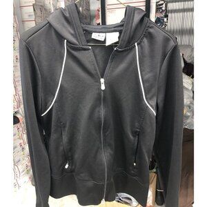 Black Athletic Works Hooded Zip up Jacket sz M 8-10